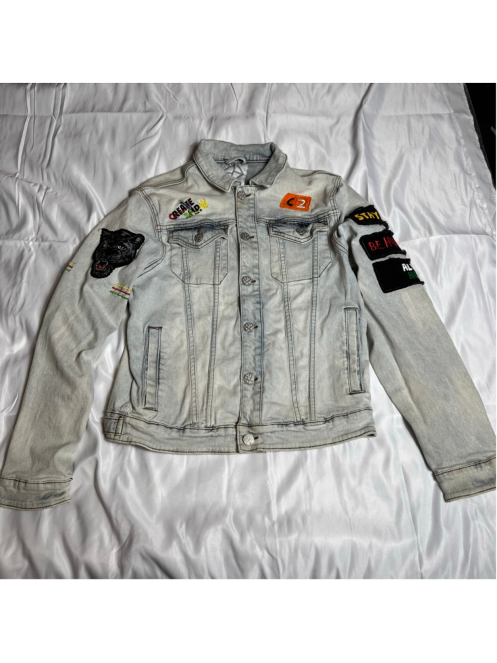 Men's CREATE 2MRW Denim Jacket L Light Blue Black